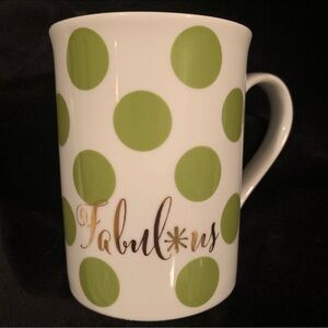 “Fabulous” Green Polka Dot Mug
